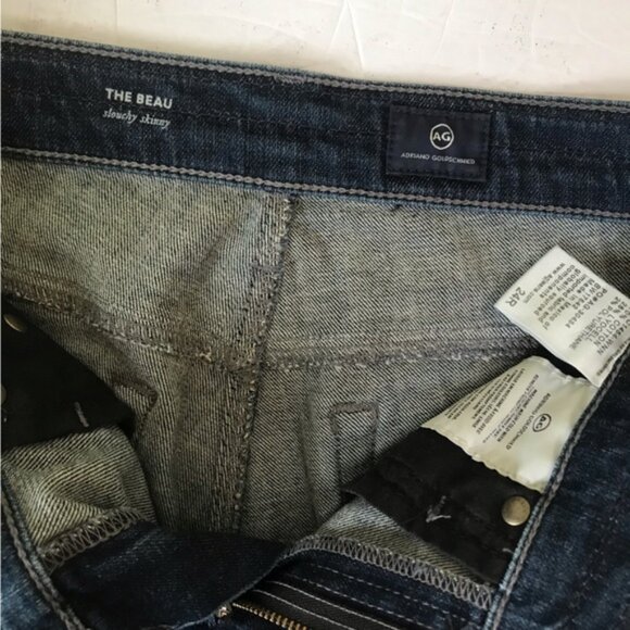 AG Adriano Goldschmied The Beau High Rise Slouchy Skinny Jeans Dark Distress 24R - Picture 8 of 16